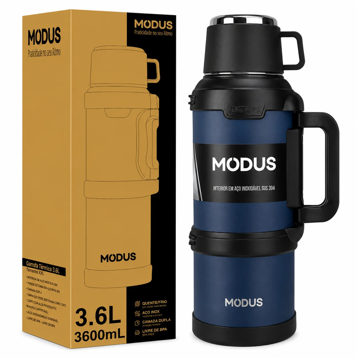 Garrafa Térmica com Aço Inoxidável  MODUS 3600mL