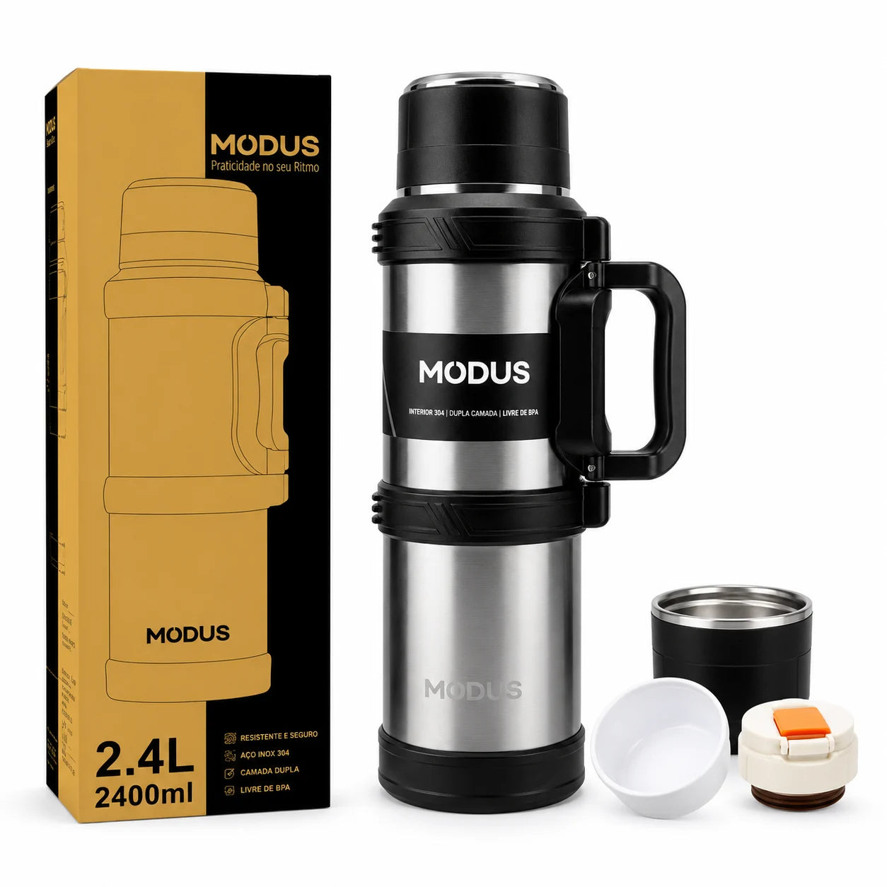 Garrafa Térmica com Aço Inoxidável MODUS 2400mL