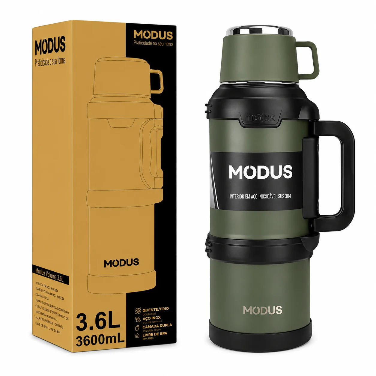 Garrafa Térmica com Aço Inoxidável  MODUS 3600mL