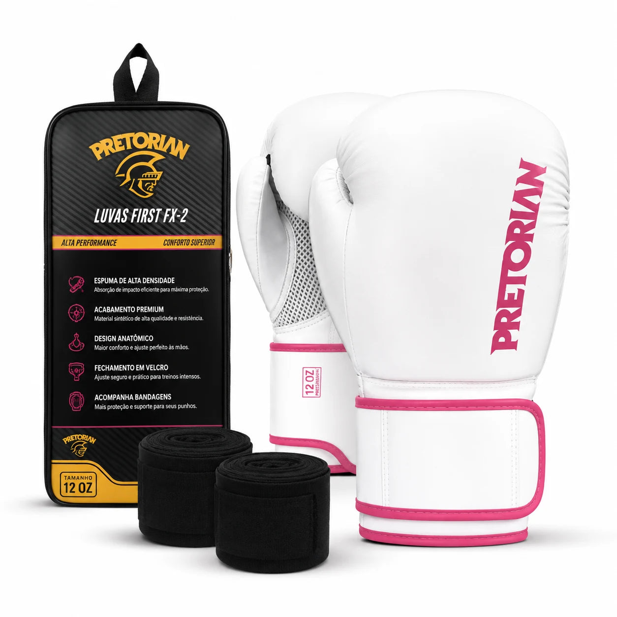 Kit Muay Thai e Boxe | Luva + Bandagem 3m + Protetor Bucal + Bolsa