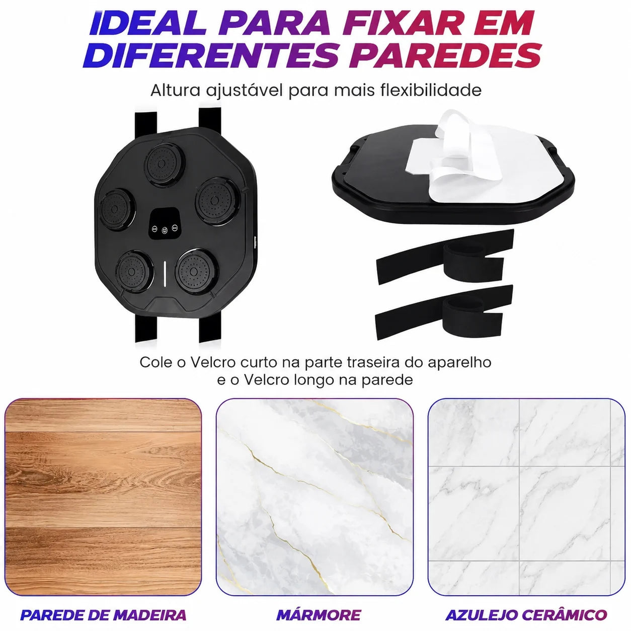 Treinador de Boxe Musical Inteligente com LED e Sensor de Reflexo