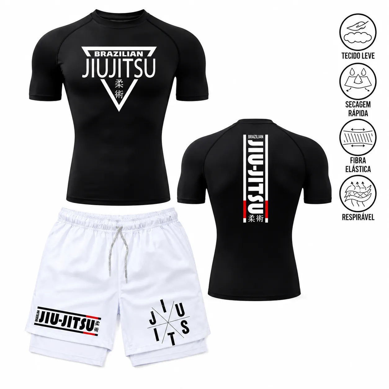 Conjunto Rash Guard Jiu-Jitsu | Kit 2 short em 1
