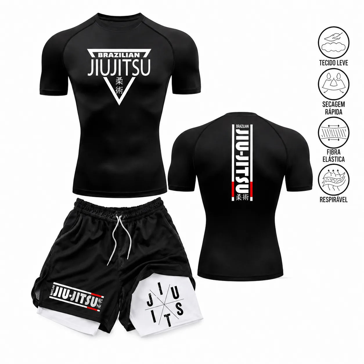Conjunto Rash Guard Jiu-Jitsu | Kit 2 short em 1